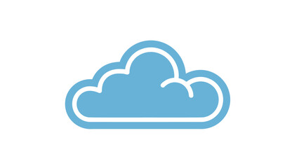 Minimalist blue cloud icon representing online data storage, computing, network services, and digital technology concepts
