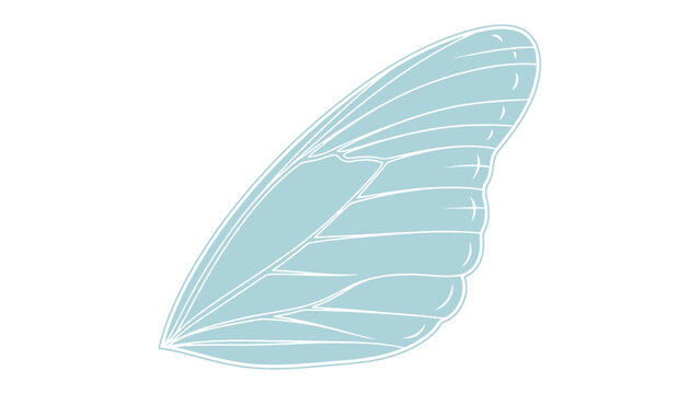 A delicate and beautiful translucent pale blue fairy wing with intricate vein details, a symbol of magic and fantasy