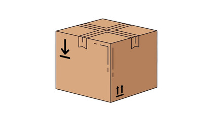 Illustrated shipping carton with secure packaging tape and delivery symbols, ready for efficient transport or storage