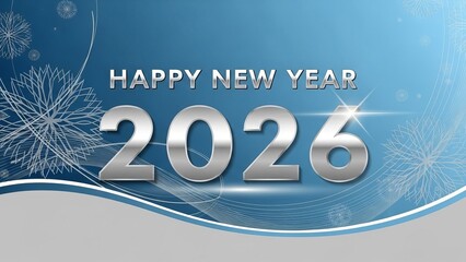 Winter Themed Happy New Year 2026 Blue Greeting