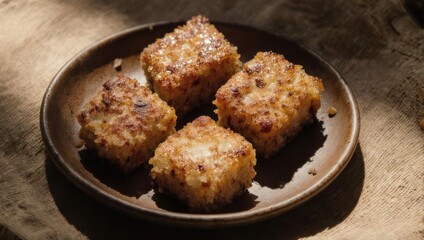 Golden Brown Muffins on a Plate, Rustic Charm.