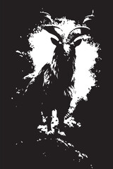 Majestic Markhor Grunge Portrait