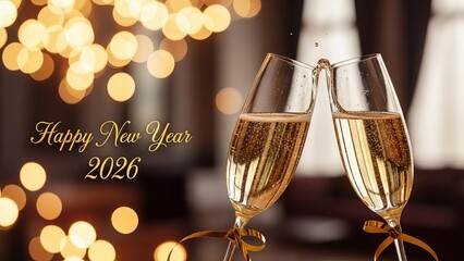 Happy New Year 2026 Champagne Toast Celebration