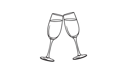 Two wine glasses clinking together isolated on white background