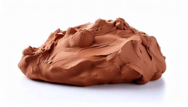 Natural Clay Piece Isolated On White Background Wet Clay Material For Sculpting Or Modeling
