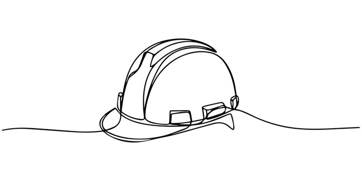 Continuous one line drawing of isolated hard hat. Hard helmet Editable stroke on transparent background, Continuous one line drawing of isolated hard hat. Hard helmet Editable stroke, Continuous one