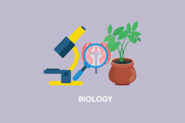 School subject biology. School&nbsp;Subject Concept. Colored flat vector illustration isolated