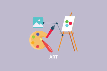 School subject art. School&nbsp;Subject Concept. Colored flat vector illustration isolated