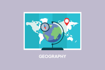 School subject geography. School&nbsp;Subject Concept. Colored flat vector illustration isolated