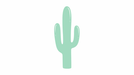 Obraz premium Minimalist Mint Green Cactus Illustration - Simple Desert Plant Icon