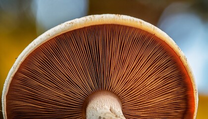 Detailed Close Up Of A Mushroom S Underside Showing Gills And Spores