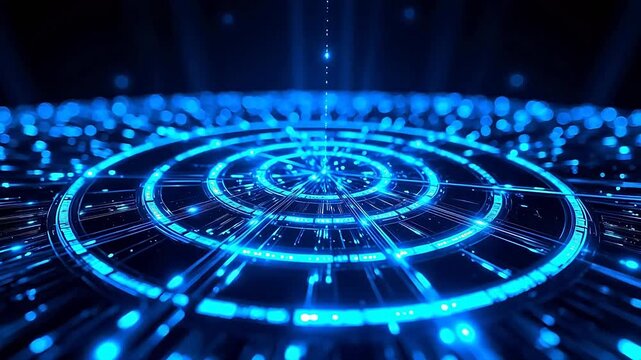 Futuristic blue glowing circular design