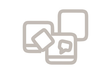 Brown Outline of Overlapping Digital Devices with Chat Bubble graphic