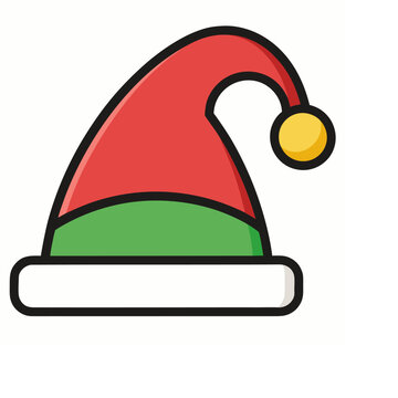 Red santa claus hat flat icon 10