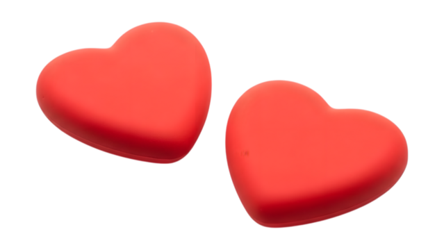 Two vibrant red hearts in a 3d render on transparent background - Powered by Adobe
