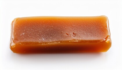 One Piece Of Salty Caramel Candy On White Background