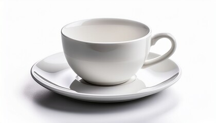 White Cup And Saucer On White Background