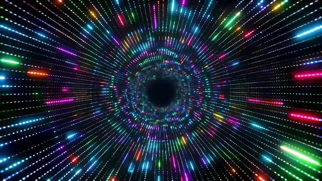 Colorful digital tunnel of lights background animation