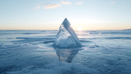 Iceberg in Ocean Sunset Natural Landscape Frozen Water