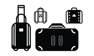 Summer Travel Luggage Vector Illustration, Minimalist Summer Suitcase Vector Icon, Modern Travel Bag and Luggage Set Vector