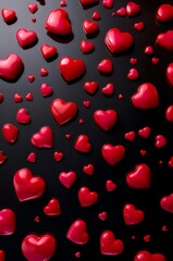 Scattered Red Hearts on Transparent Background Valentines Day Decor