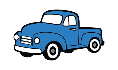 Vintage Mini Truck Vector Illustration, Retro Mini Truck Icon Vector, Retro Japanese Kei Truck Pickup on White Background