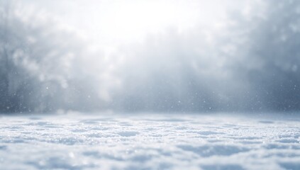 Snowy Landscape in Winter with Falling Snowflakes