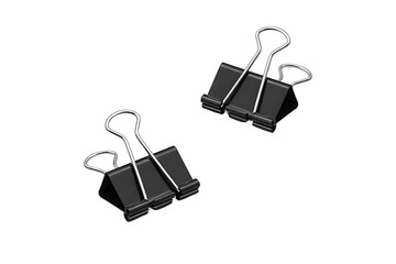 Black Binder Clips Isolated on Black Background