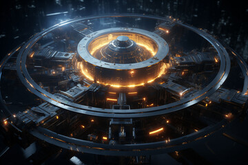 A sci-fi AI core surrounded by a futuristic floating energy ring.