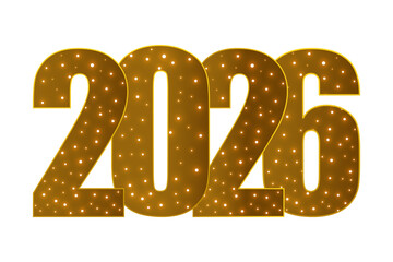 Vector illustration of New Year 2026 text on transparent background