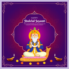 Vector illustration of Happy Jhulelal Jayanti social media template
