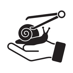 A hand gently holding a snail with a pair of calipers measuring it © NASRIN