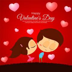 Vector illustration of Happy Valentine's Day social media template