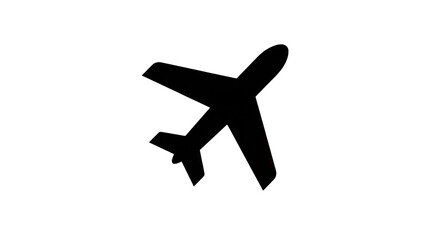 Black airplane silhouette on transparent background