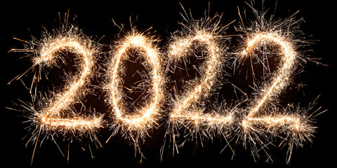 new years eve, new year's eve, silvester, new year, celebration greeting card, new year card - Year 2026 in sparkler font and firework fireworks pyrotechnic, isolated on black night sky background