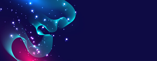 Neon Digital Flow Wave Background for Technology and Business for technology, artificial intelligence, data visualization, fintech, SaaS platforms, websites, presentations, and digital business.
