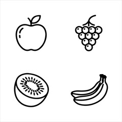 A Professional Organic Fruits Icon Symbol, Showcasing Healthy Nutrition and Natural Vitamin Agriculture in a Flat Design Minimalist Vector for Grocery Diet Success Fresh Food Catering Harvest.
