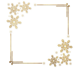 Elegant Gold Snowflake Winter Frame Background 