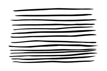 Hand-drawn black ink horizontal lines texture. Abstract hand-hatched linear pattern with irregular strokes. Minimalist organic background for modern graphic design, posters, and textile prints