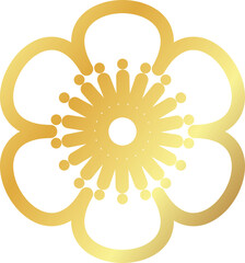 Golden Chinese Plum Blossom. Golden Floral Blossom Icon