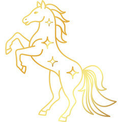 Golden Rearing Horse Silhouette