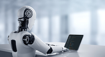 Plakat Software development programming on computer screen for modish application and program coding