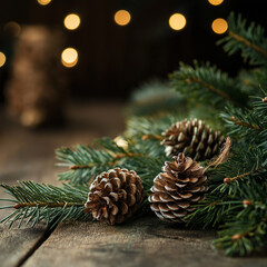 Fototapeta premium christmas decoration with cones