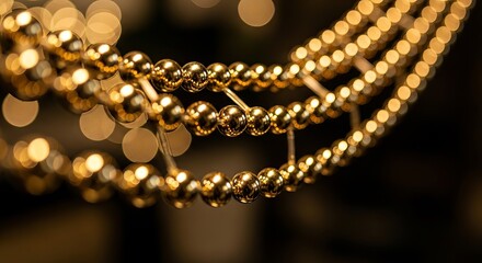 Golden Beaded Jewelry with Interconnected Chains Close-up View