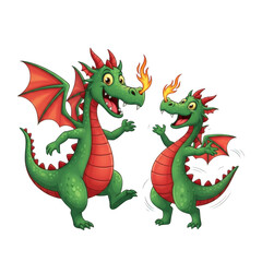 Fototapeta premium Two playful dragons isolated on transparent background