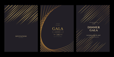 Gala Invitation Templates for December 25 2027  Luxury Gold and Black Design