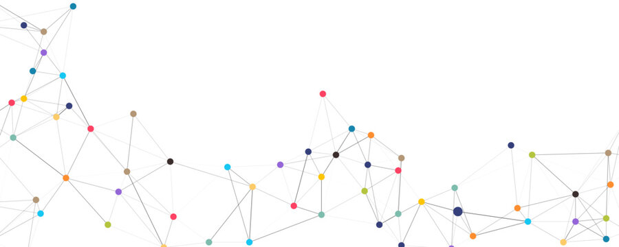 Abstract Network Connection with Colorful Dots  Technology Banner Background