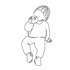 Fototapeta premium One continuous single drawing line art flat doodle donut, sweet, child, kid, food, dessert, childhood, sugar. Isolated image hand draw contour on a white background 