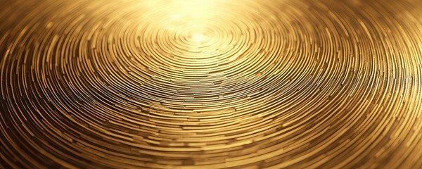 Abstract golden swirls create a mesmerizing pattern. Circular lines form a textured background with light effects. Rich metallic design elements evoke luxury and elegance.