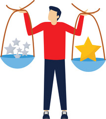 quality vs quantity concept illustration, the balance for successes, management to assure excellent work outcome working attitude to deliver superior result concept illustration with flat style

